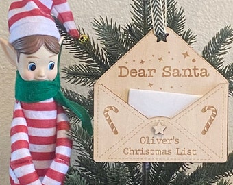 Personalized Wooden Letter to Santa Ornament - Engraved Christmas Wish List
