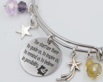 Wish, The Stars Are There To Guide Us, Animation Movie, Disney Wish Inspired Bracelet, Star, Asha, Disney Custom Name Charm Bracelet Jewelry
