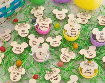 Mouse Head Easter Tokens: Engraved Wooden Chore Chart Rewards