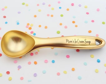 Personalized Golden Ice Cream Scoop, Engraved Aluminum, Mom's Scoop