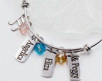 The Schuyler Sisters, Angelica, Eliza, and Peggy, Broadway Show Hamilton, Musical Hamilton Bracelet, Broadway Jewelry, Bangle Bracelet