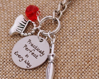 Mary Poppins Inspired Keychain: Custom Name Charm, Umbrella & Bag
