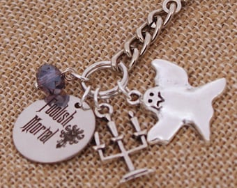 Haunted Mansion Inspired Keychain: Foolish Mortal Charm, Ghost, Candelabra