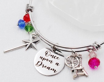 Aurora Charm Bangle Bracelet: Sleeping Beauty Inspired Jewelry
