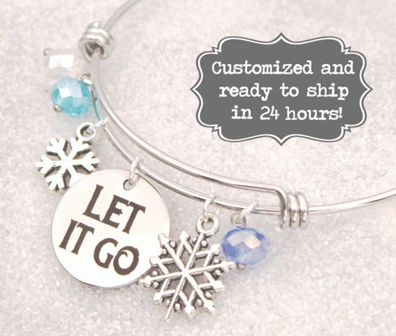 Elsa Anna Engraved Bracelet – Snowflake Disney Inspired, Custom Name Bangle