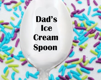 Dad's Ice Cream Spoon, Teaspoon, Tablespoon, Custom Name Spoon, Stocking Stuffer, Christmas Spoon, White Elephant Gift, Host Gift, Grandpa