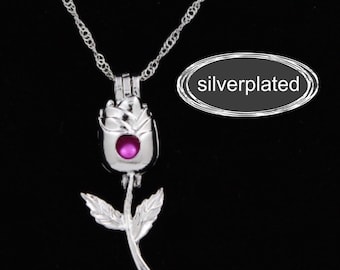 Rose Pearl Cage for Freshwater or Akoya Pearls, Disney World Pick a Pearl Cage, Rose Cage Necklace, Beauty and the Beast Pearl Cage Necklace