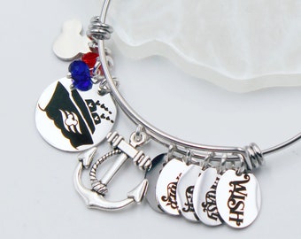 Disney Cruise Magic, Wonder, Dream, Fantasy, Wish, Treasure, Destiny, Adventure Charm Bracelet, Disney Cruise, Fish Extender Bracelet
