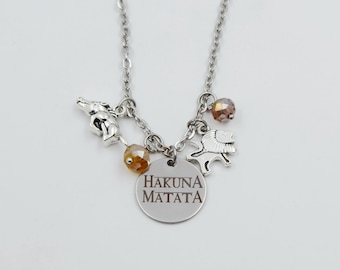Hakuna Matata Engraved Necklace – Lion King Inspired Charm Jewelry