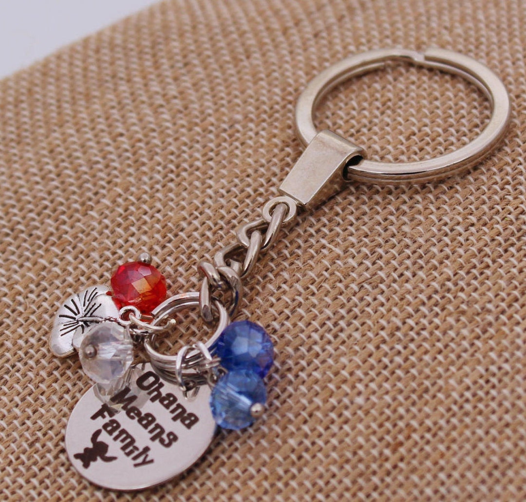 Ohana Means Family Keychain Lilo & Stitch DISNEY Inspired Key Fob Key Chain, Custom Name Charm