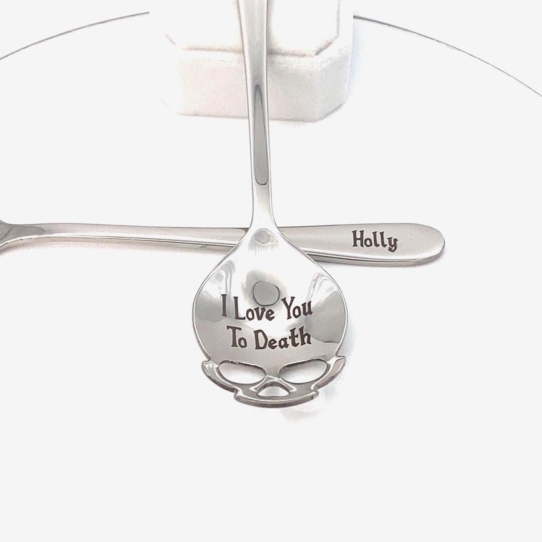 Skull Shape Spoon: I Love You to Death, Stainless Steel Teaspoon ...
