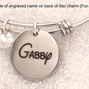 Liberty Square Engraved DISNEY Inspired, Walt Disney World Disneyland, Haunted Mansion Custom Name Charm Bracelet, Adjustable Bangle image 4