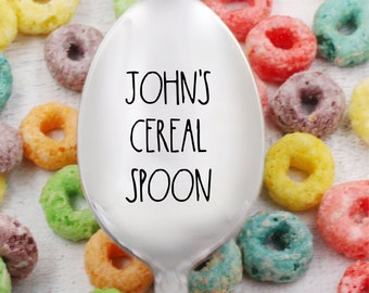 Custom Name Engraved Spoon: Stainless Steel Cereal, Teaspoon, Tablespoon