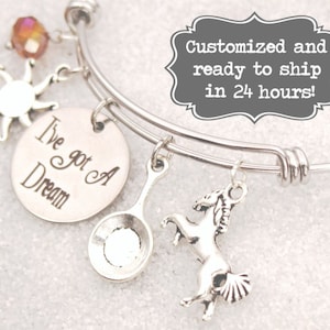 Rapunzel Engraved - I&#39;ve Got A Dream Bracelet  Tangled DISNEY Inspired Bracelet, Custom Name Charm Bracelet, Adjustable Bangle,