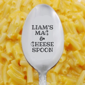 Custom Name Macaroni Cheese Spoon, Tablespoon, Teaspoon, Gift exchange, Mac & Cheese, Fun White Elephant Gift, Child Teen Adults, mac noodle