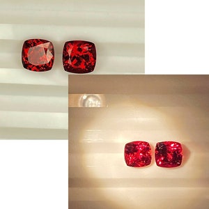 3.10cts 100%Natural Matching Pair Cushion Ultra Fire Sparkling Massive Color Change Garnet Rare Orange To Red Oval Tanzania Genuine Gem L22!