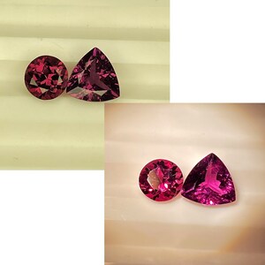 2.00cts Outstanding Rare Hard To Find 100%Natural Ultra Fire Color Change Garnet Pink To Purple Round and Trillion Tanzania Genuine Gem L-15