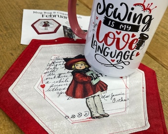 Hexi Love Mug Rug & Coaster Sewing Pattern - Beginner Friendly (Digital Download)