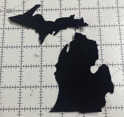 MICHIGAN Fabric Appliques ~ Prefused, Die Cut -  Michael Miller BLACK  - Set of 4 ~ Ready For Your Project - 5 1/2 Inch Michigan Shop Hop
