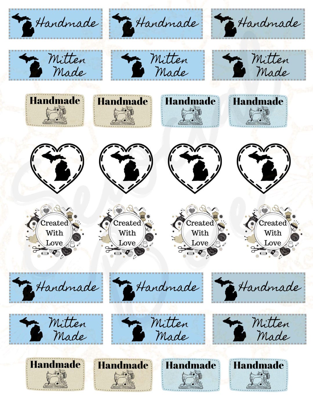 Michigan Edition Label Printable Michigan Sewing Labels – Mitten Made Designs (PDF + JPG) - Etsy