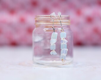 SE459 White Opalite Gold Drop Earrings main image 0