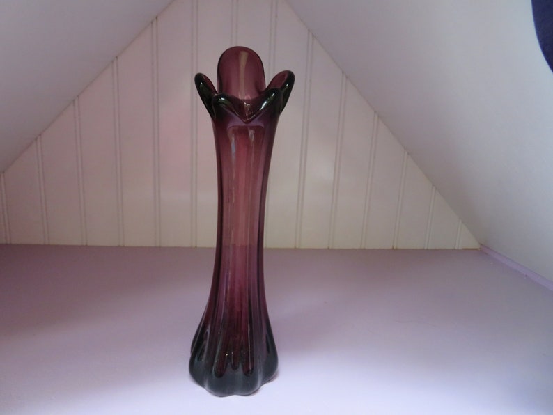 Beautiful Vintage Purple swung glass Bud Vase art glass Etsy