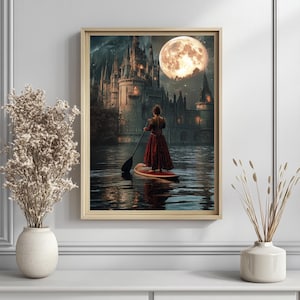 Paddle Board Castle Art Print: Fantasy Water Scene (Digital Download)