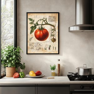 Retro Scientific Kitchen Poster, Tomatoes Wall Art, Retro Food Art Print, Tomato Poster, Eclectic Food Art, Printable Kitchen Art, Chef Gift