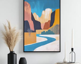 Western Landscape Art Print: Cowboy Desert Scene (Digital Download