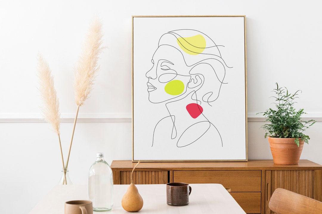 Abstract Female Line Art Print, Minimalist Boho Woman Wall Decor ...