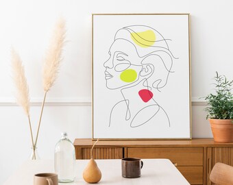 Abstract Female Line Art Print, Minimalist Boho Woman Wall Decor (Digital Download)