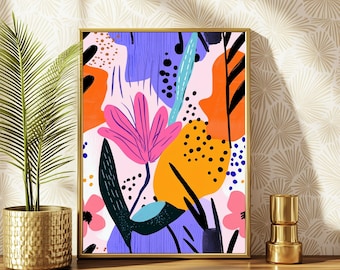 Maximalist Abstract Art Print, Colorful Eclectic Wall Decor (Digital Download)