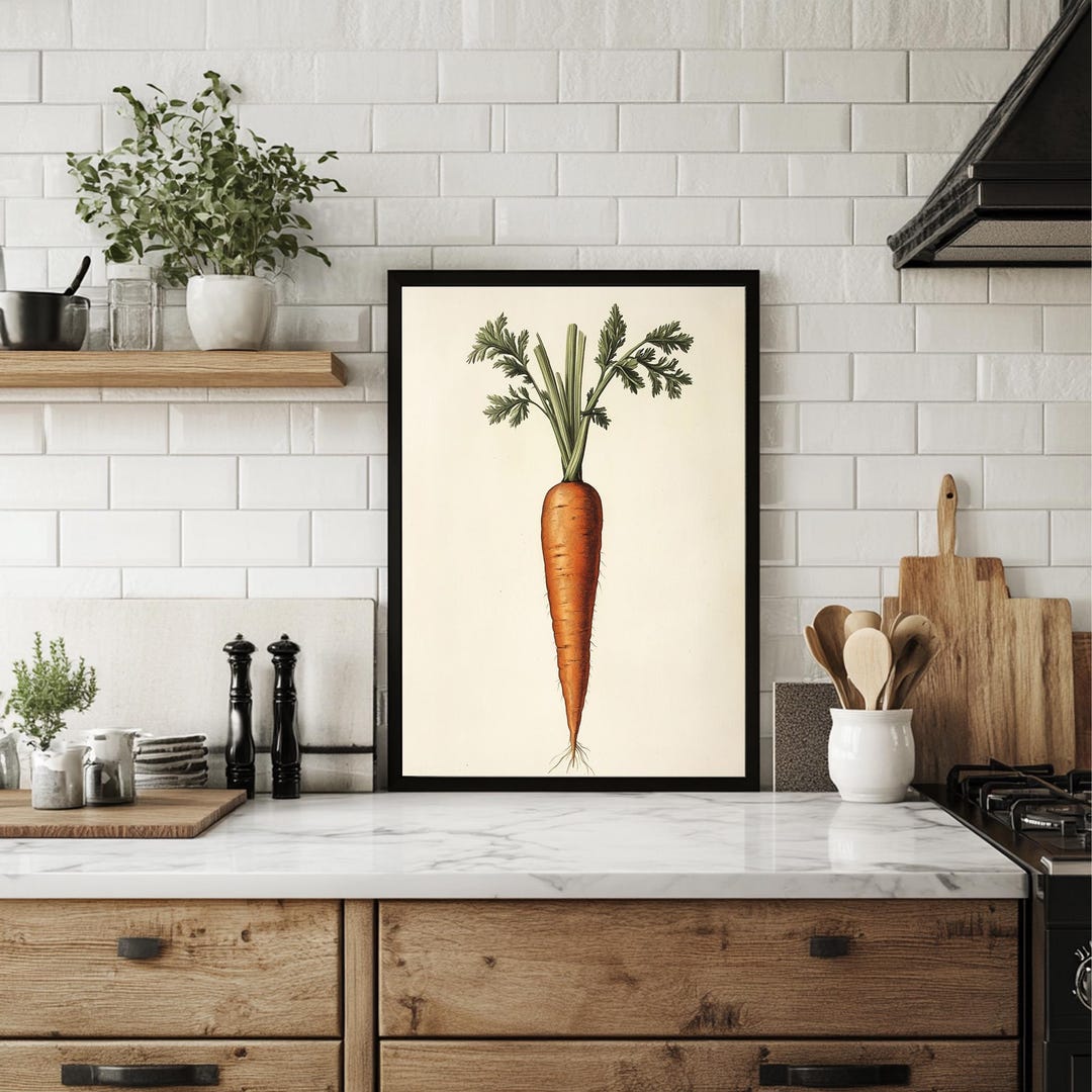 rustic vegetable kitchen prints | 3-piece wall art |... Vintage Carrot Kitchen Wall Art, Carrot Poster, Digital Download ...