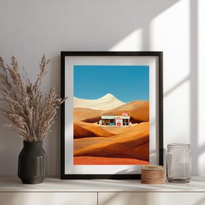 An Ice Cream Shop In The Desert, Trendy Gallery Wall Print, Digital Art Print, Home Decor, Printable Art, Desert Landscape Print, Gift Idea