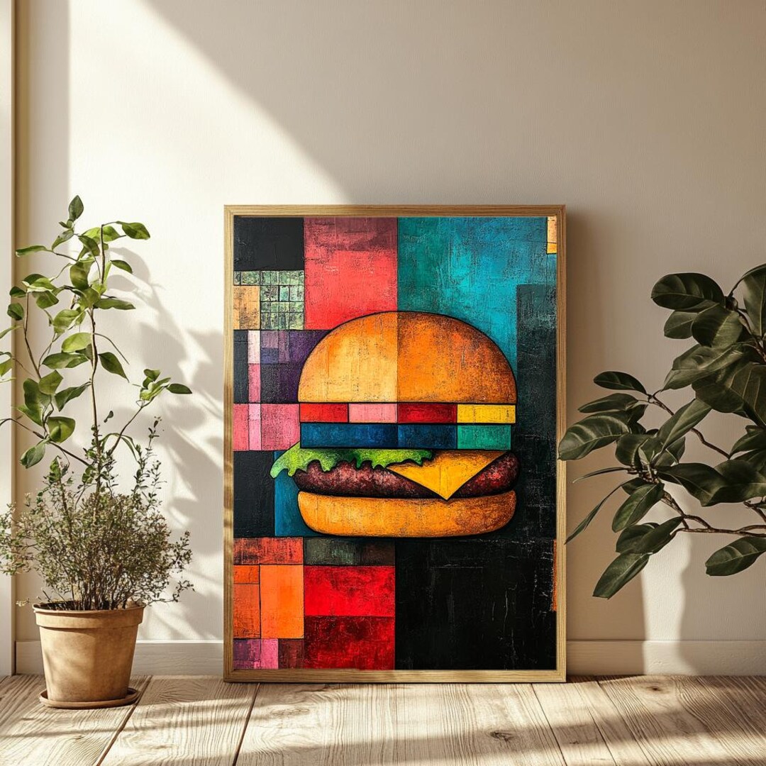 Abstract Burger Art Print | Avant-garde Food Poster | Digital Download ...