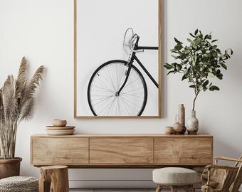Minimalist Bicycle Wall Art Print • Black & White Bike Poster • Digital Download