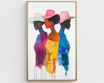 Elegant Women in Hats Print: Minimalist Fashion Art (Digital Download