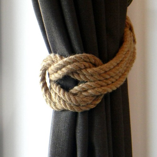 Square Knot Curtain Tieback Beach Decor Jute Rope Curtain Etsy