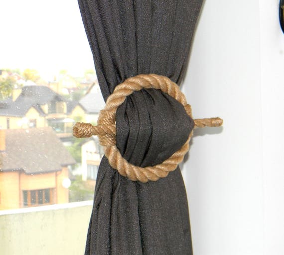 Circle Curtain Tie Backs Jute Rope Drapery Holdbacks Curtain Etsy