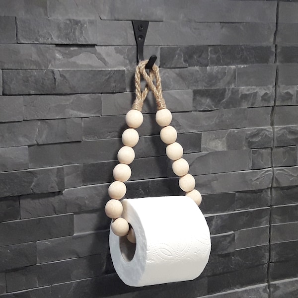 Eco-friendly Toilet Paper Holder..Paper Holder Wooden Beads..Bathroom decor..Towel Holder..