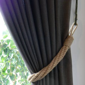 Corbata de cortina de cuerda de yute gruesa-Corbatas Shabby Chic-Decoración náutica-Retenciones industriales Cuerda de yute retorcida imagen 7