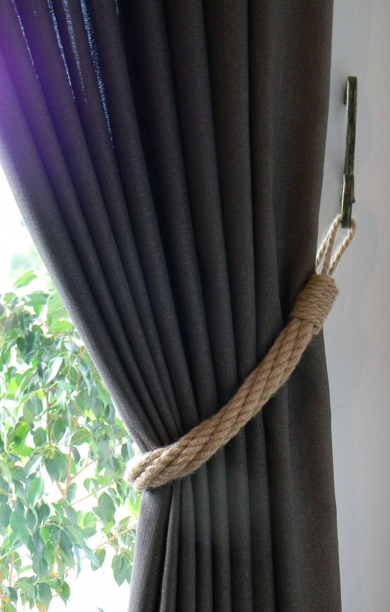 Corbata de cortina de cuerda de yute gruesa-Corbatas Shabby Chic-Decoración náutica-Retenciones industriales Cuerda de yute retorcida imagen 7