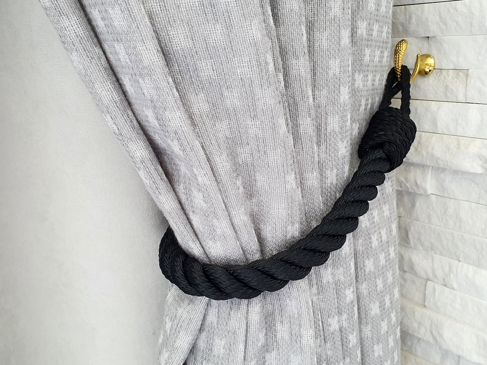 Black Curtain Tiebacks..Holdback Curtain TieBack..Nautical Etsy Black Curtain Tiebacks..Holdback Curtain TieBack..Nautical Etsy