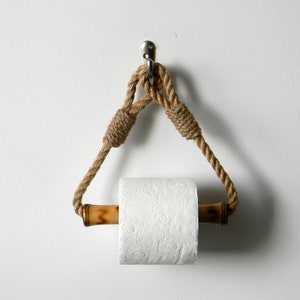 Toilet Paper Rope Holder..Toilet Roll Holder..Rope Nautical Decor.. Bamboo Roll Holder..Bathroom decor image 9