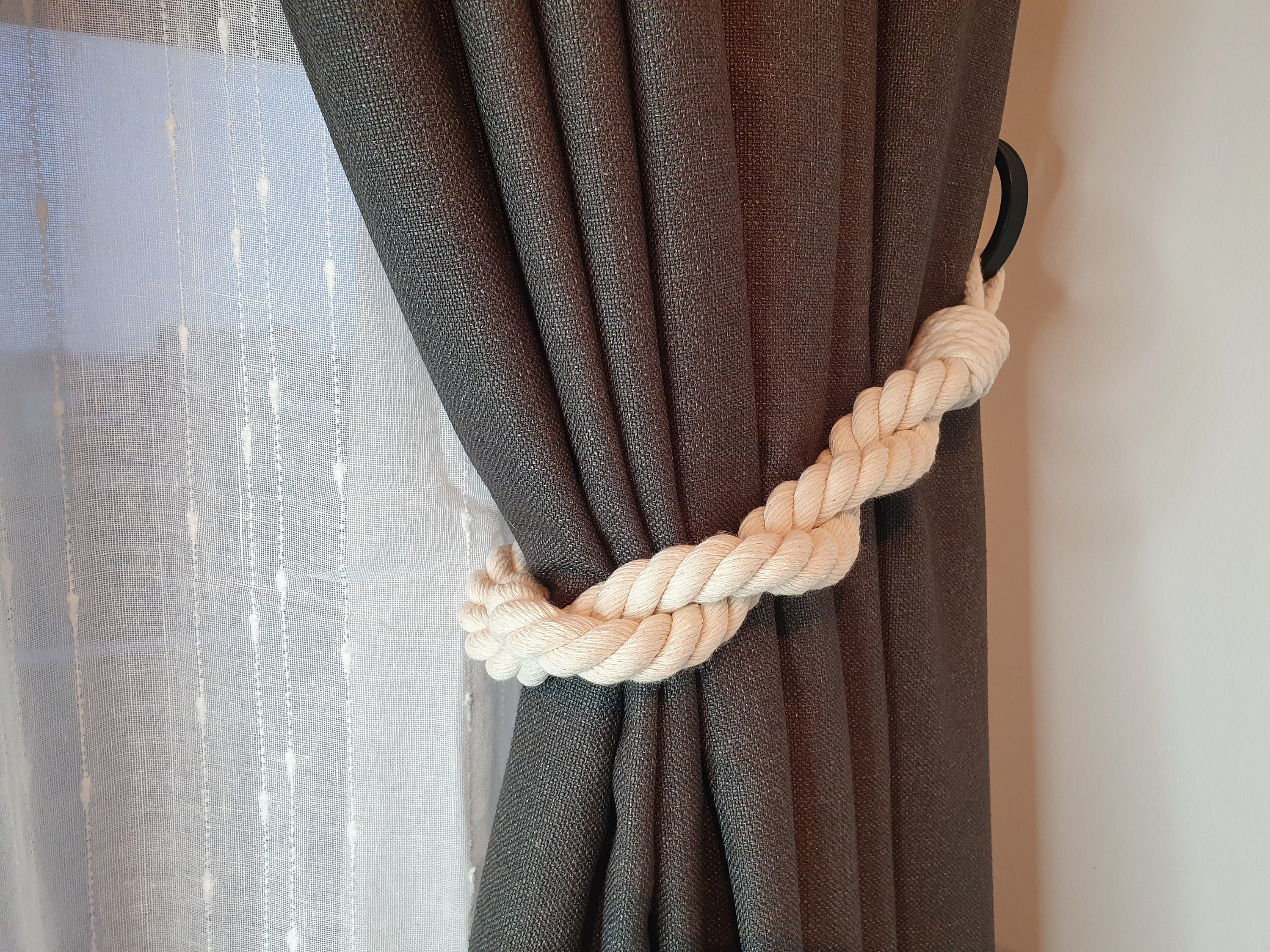 Curtain Tieback Cotton Rope Decor for Window Nautical Style Twisted Cotton  Rope White Tie Curtain 