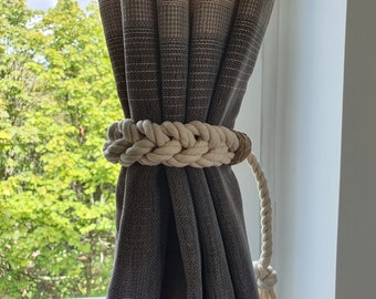 Cotton Curtain Tie Back - Nautical Decor - Shabby Chic Home Decor - Curtain Hold-Backs - White Curtain Tiebacks