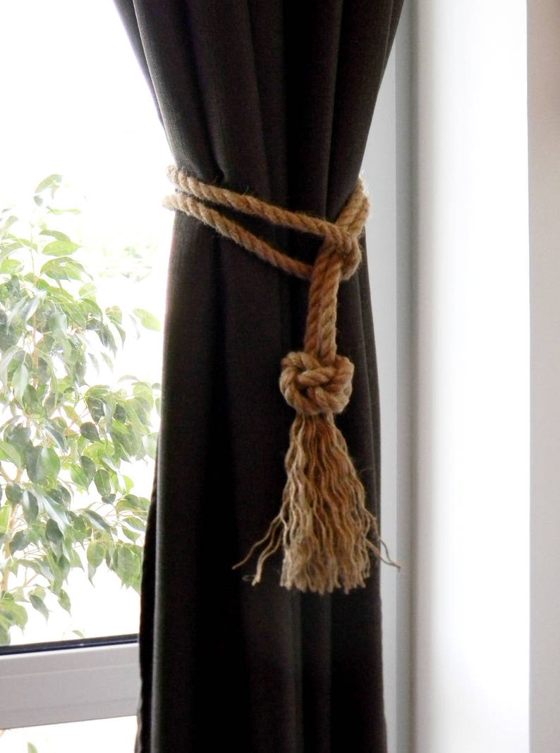 Diamond Knot Curtain Tie Backs Jute Rope Gypsy Décor Boho Etsy