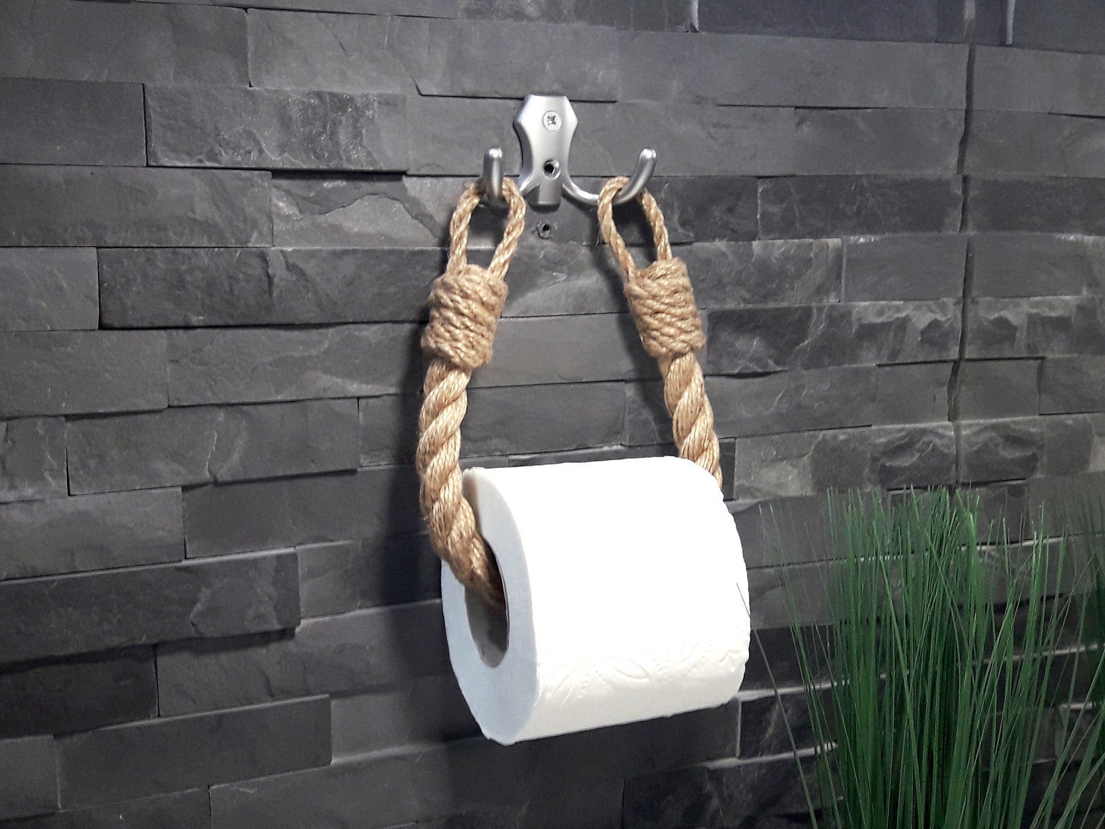 Matte Silver Hook .. Toilet Paper Holder..jute Rope Nautical - Etsy