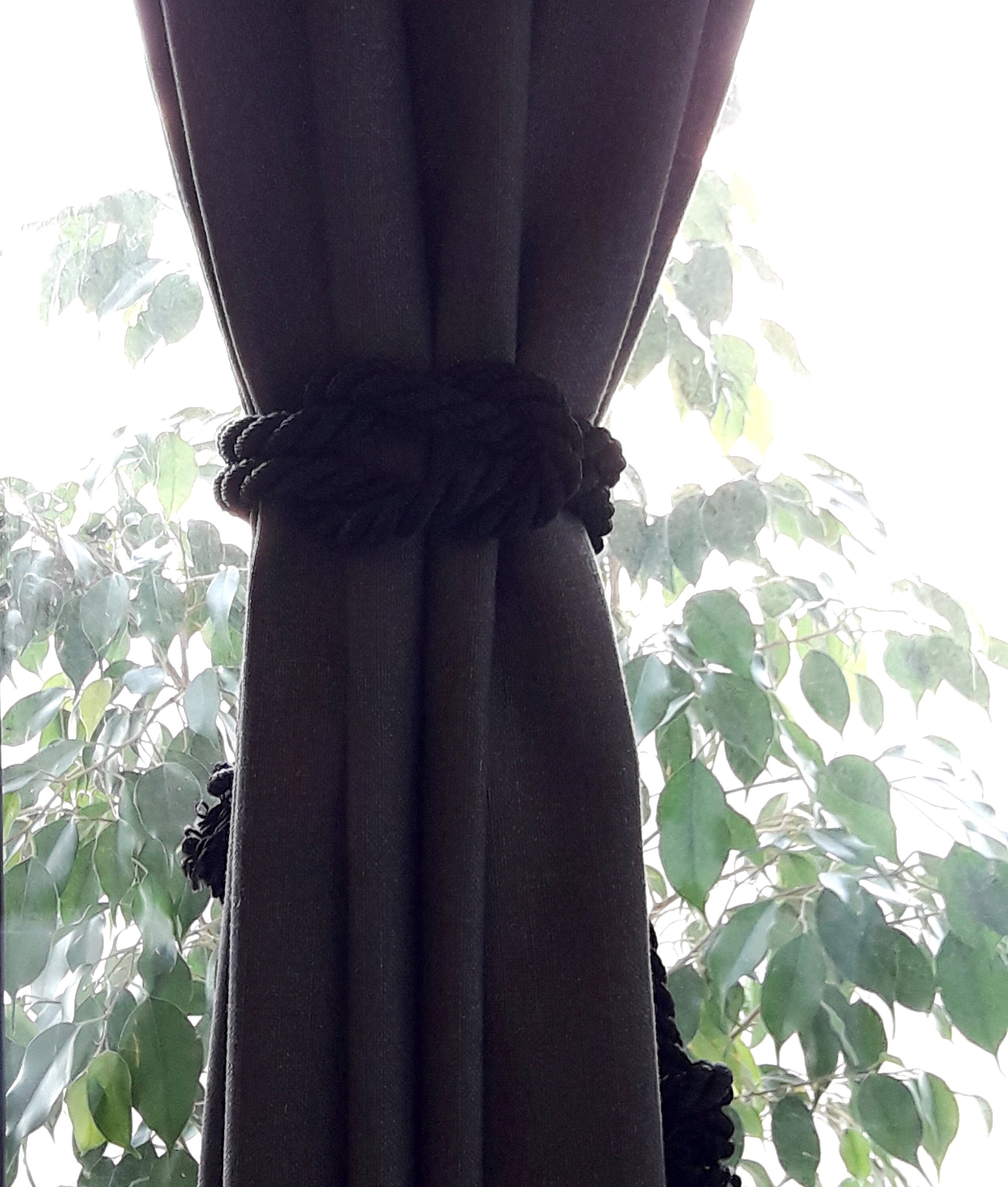 Square Knot Curtain TieBacks..Black Rope Tiebacks..Home Etsy