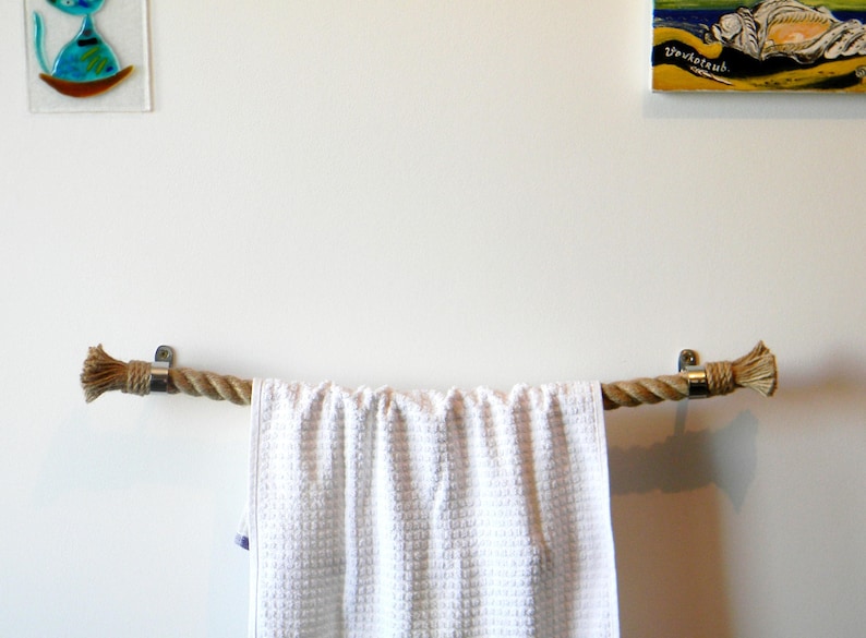 Rope Towel Holder.. Jute Rope..Nautical Decor Bathroom..Shabby Etsy